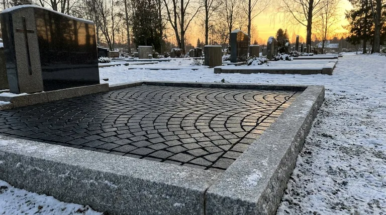 Гранитная брусчатка на могильном участке, образец ПМ005 в Ярославле