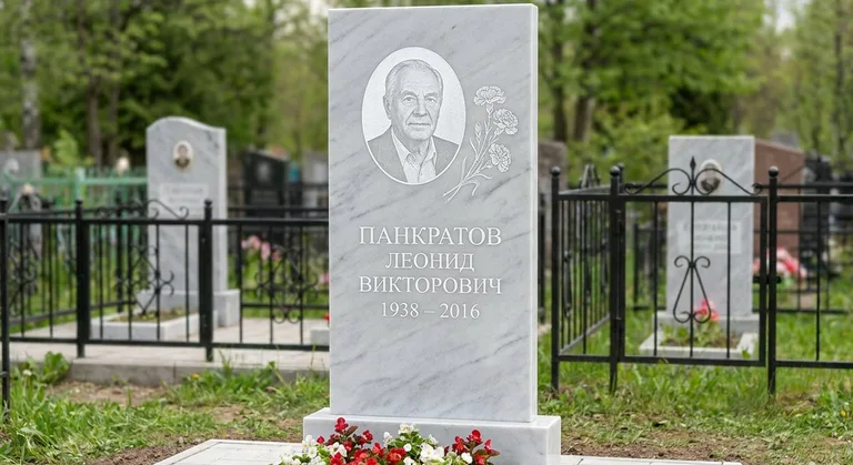 Памятник с гравировкой гвоздик — выполненная работа «Панкратов» в Ярославле