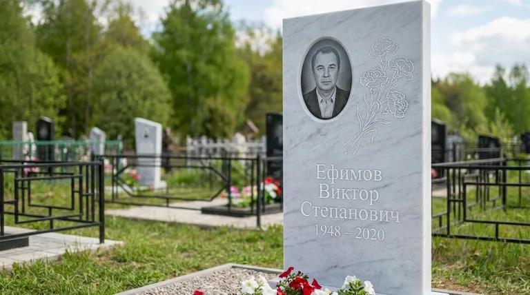 Памятник с гравировкой гвоздик — выполненная работа «Ефимов» в Ярославле