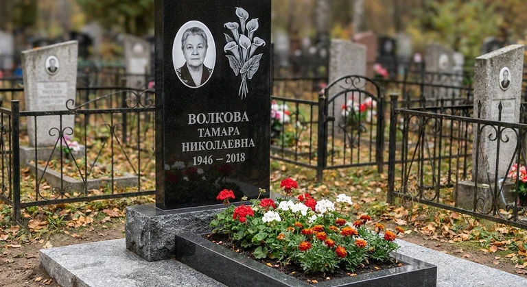 Гравировка калл на памятник в Ярославле — пример работы на граните