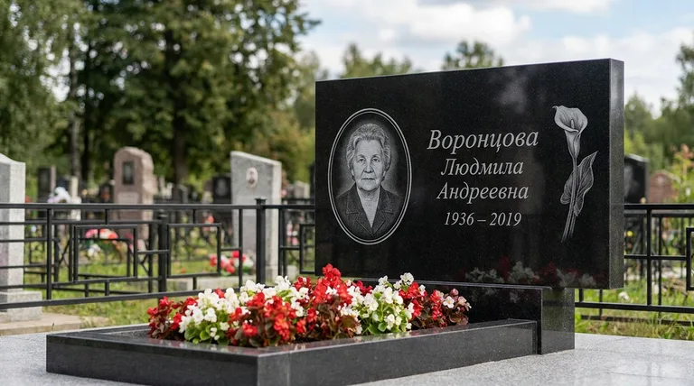 Памятник с гравировкой калл — выполненная работа «Воронцова» в Ярославле