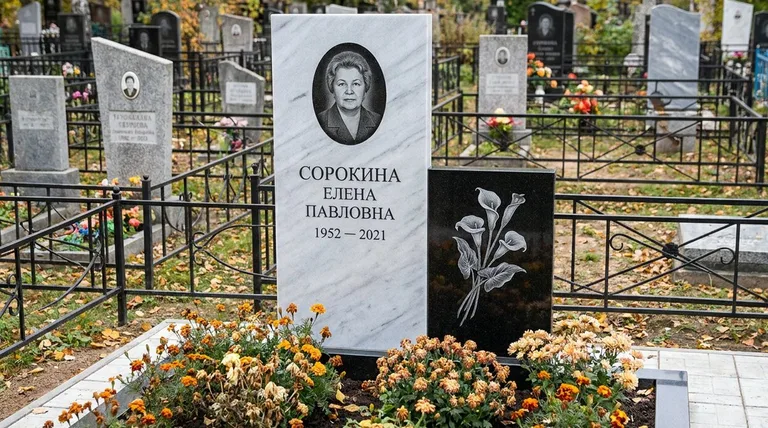 Памятник с гравировкой калл — выполненная работа «Сорокина» в Ярославле