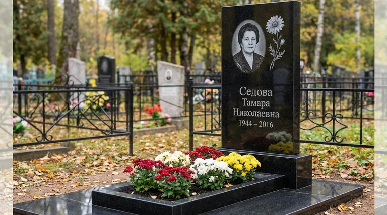 Памятник с гравировкой ромашек — выполненная работа «Седова» в Ярославле