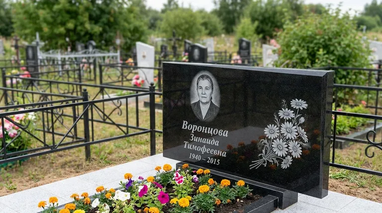 Памятник с гравировкой ромашек — выполненная работа «Воронцова» в Ярославле