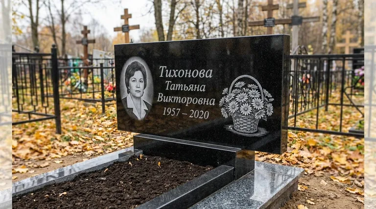Памятник с гравировкой ромашек — выполненная работа «Тихонова» в Ярославле