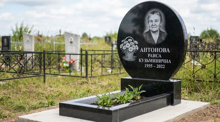 Памятник с гравировкой ромашек — выполненная работа «Антонова» в Ярославле