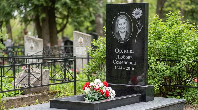 Памятник с гравировкой ромашек — выполненная работа «Орлова» в Ярославле