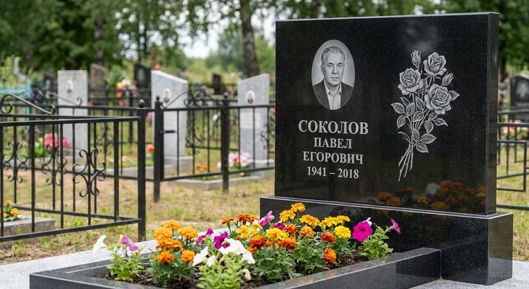 Гравировка роз на памятник в Ярославле — пример работы на граните