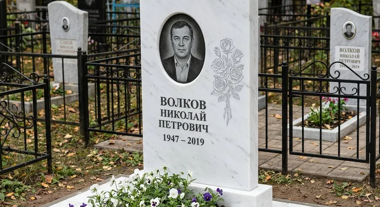 Памятник с гравировкой роз — выполненная работа «Волков» в Ярославле