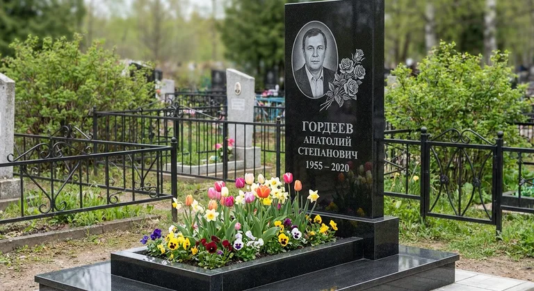 Памятник с гравировкой роз — выполненная работа «Гордеев» в Ярославле