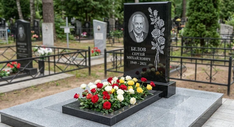 Гравировка цветов на памятник в Ярославле — розы на граните