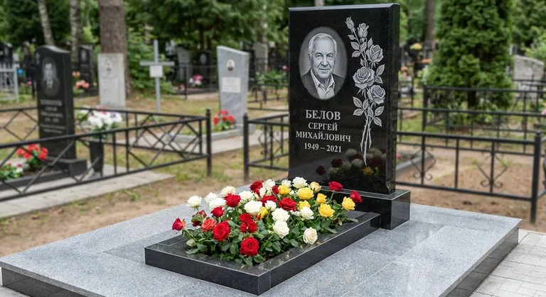 Памятник с гравировкой роз — выполненная работа «Белов» в Ярославле