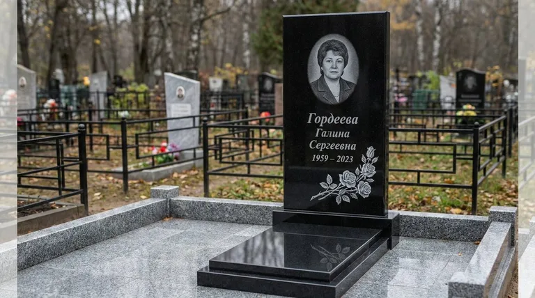 Памятник с гравировкой роз — выполненная работа «Гордеева» в Ярославле