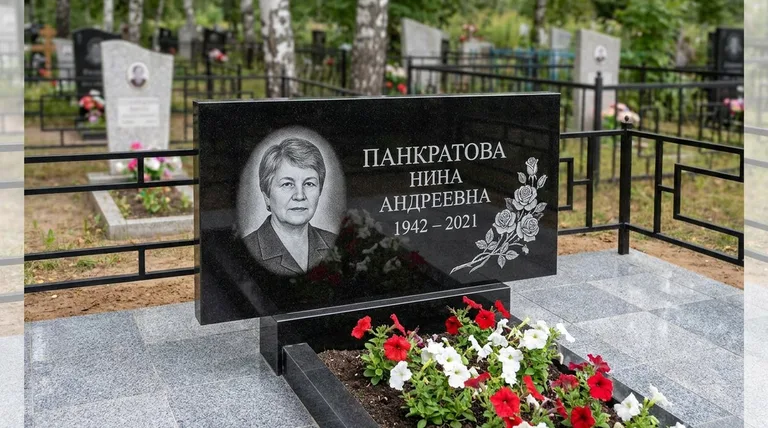 Памятник с гравировкой роз — выполненная работа «Панкратова» в Ярославле