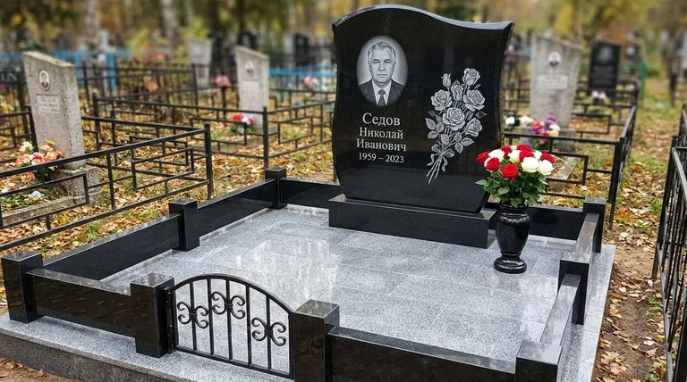 Памятник с гравировкой роз — выполненная работа «Седов» в Ярославле