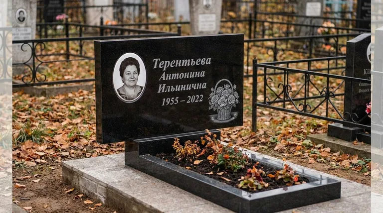 Памятник с гравировкой роз — выполненная работа «Терентьева» в Ярославле
