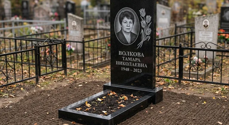 Памятник с гравировкой тюльпанов — выполненная работа «Волкова» в Ярославле