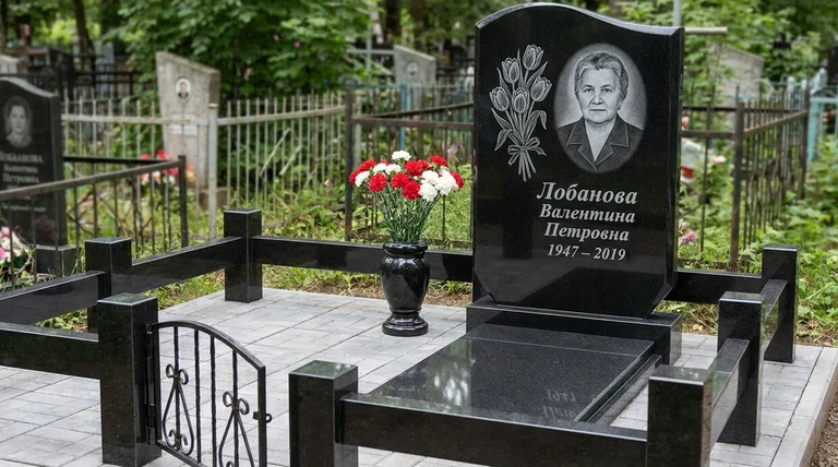 Памятник с гравировкой тюльпанов — выполненная работа «Лобанова» в Ярославле
