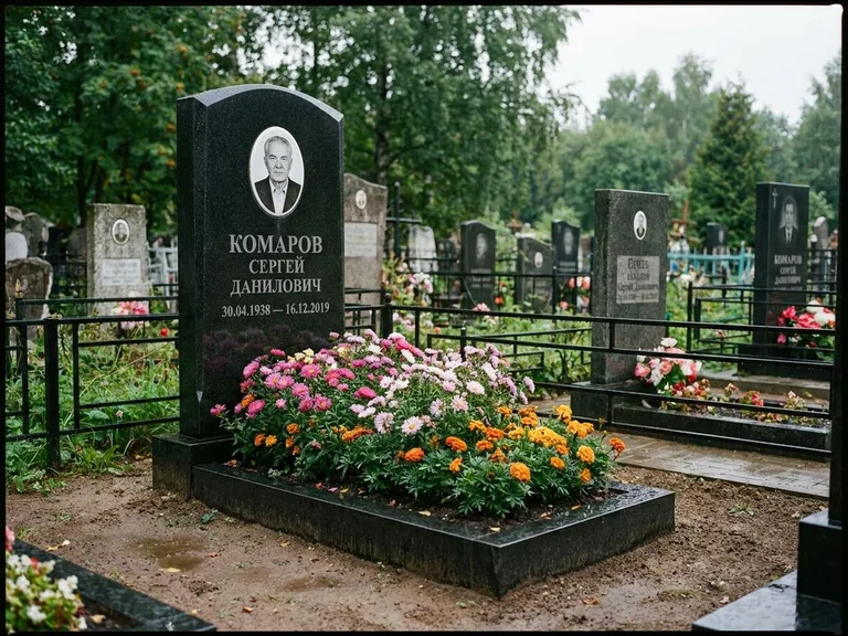 Портрет на керамике — семейный памятник в Ярославле
