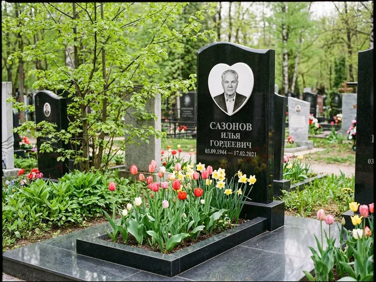 Цветной керамический портрет на памятнике в Ярославле