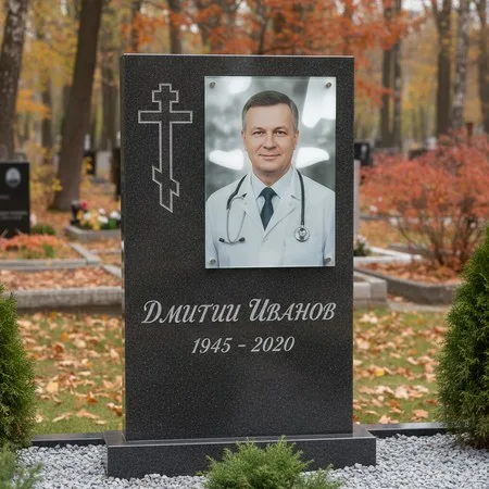 Портрет на стекле 180×240 мм на чёрной стеле в Ярославле