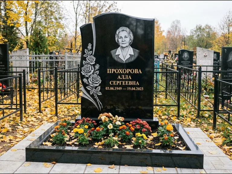 Гравировка портрета на чёрном граните — выполненная работа 20 в Ярославле