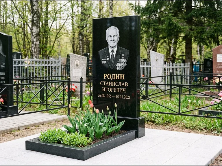 Гравировка портрета на чёрном граните — выполненная работа 21 в Ярославле