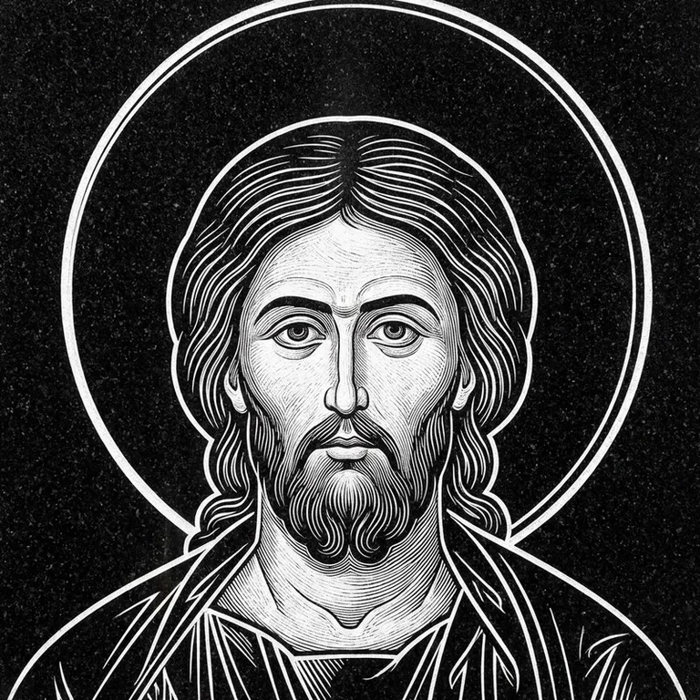 Эскиз иконы: Архангел Михаил — воинам и мужчинам, гравировка на памятник в Ярославле