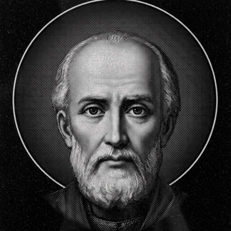 Эскиз иконы: Николай Чудотворец (полутон) — объёмный лик святителя, гравировка на памятник в Ярославле
