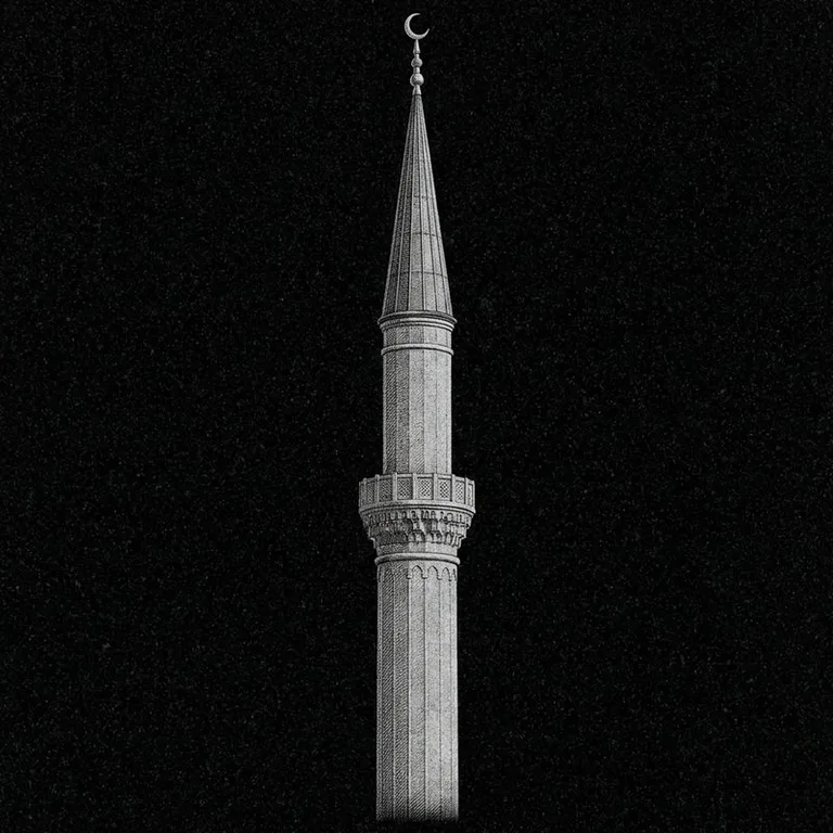Эскиз: Минарет (фотореализм) — одиночный минарет с полумесяцем в Ярославле