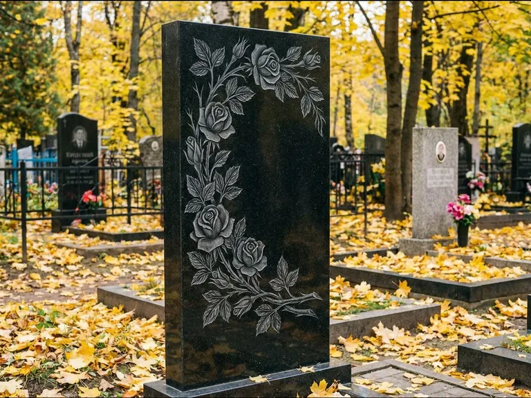 Цветы и орнамент — гравировка с выездом на кладбище в Ярославле