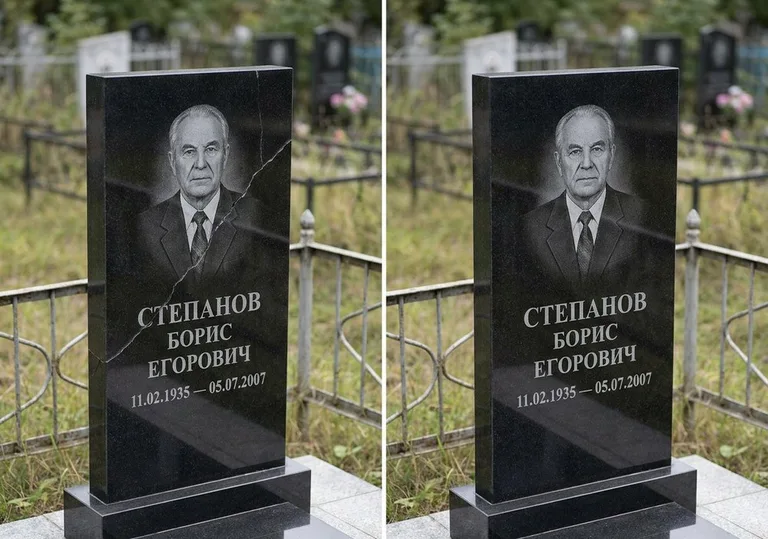 Восстановление надписи и портрета на памятнике: до и после в Ярославле