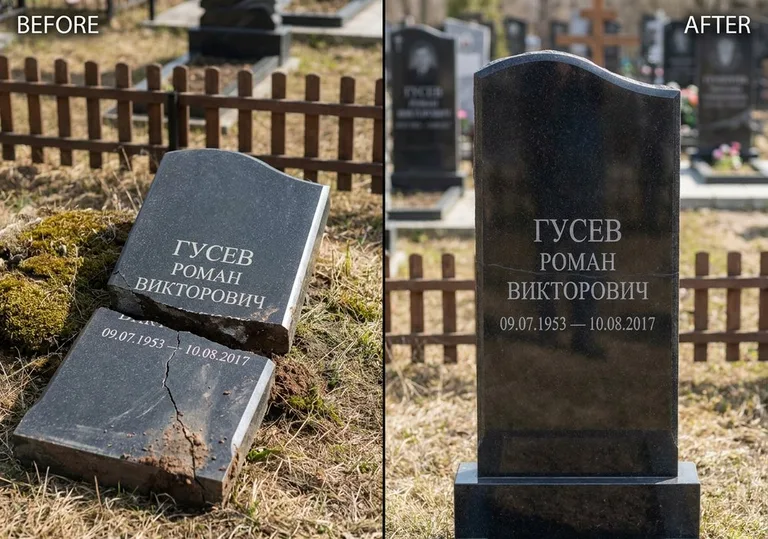 Склейка расколотого памятника: до и после в Ярославле