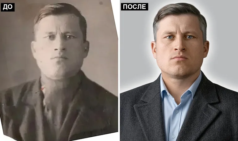 Ретушь фото на памятник — замена одежды: до и после в Ярославле