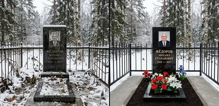 Диптих №20: тротуарная плитка вокруг памятника отмыта аппаратом высокого давления в Ярославле