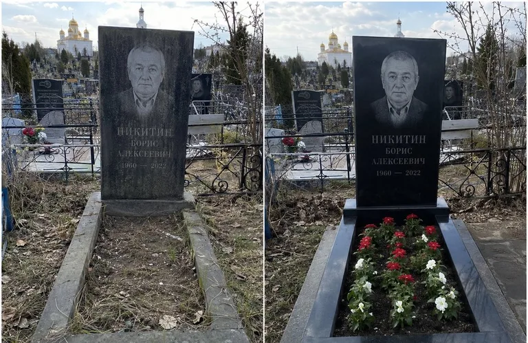 Диптих №3: покраска оградки и прополка цветника с тюльпанами — до и после в Ярославле