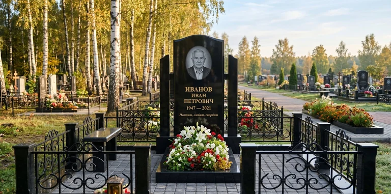 Установка памятника на могилу под ключ в Ярославле — гранитный мемориальный комплекс, ограда, плитка, благоустройство