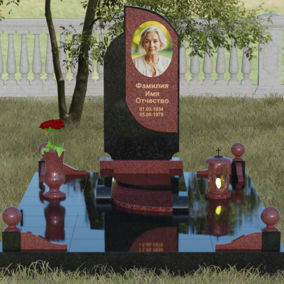 Мемориальный ансамбль с волнообразным краем, гранит Лезниковский, вид 2