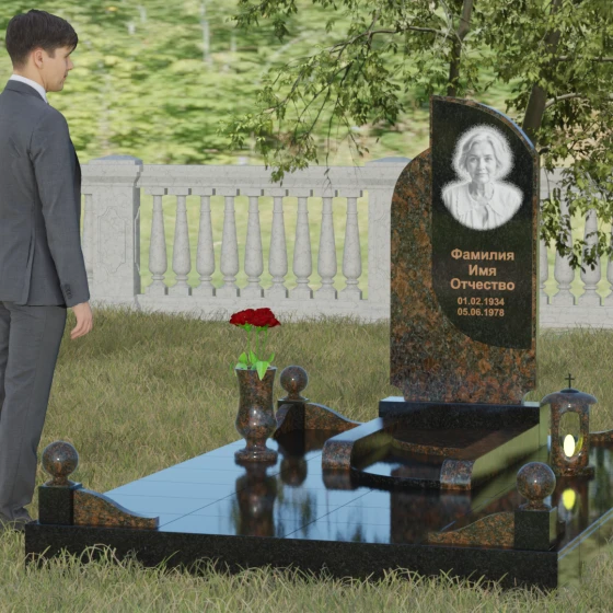 Мемориальный ансамбль с волнообразным краем, гранит Габбро-диабаз, вид 4