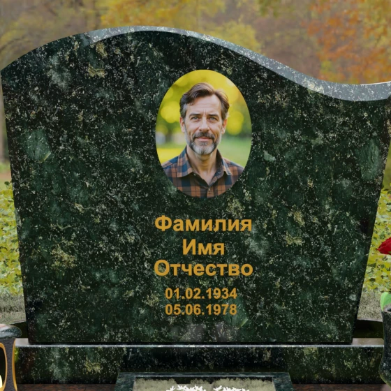 Надгробие из Гранита с волной и полировкой, гранит Балтик грин