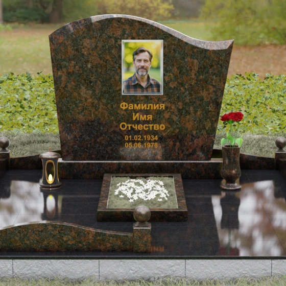 Надгробие из Гранита с волной и полировкой, гранит Дымовский, вид 2