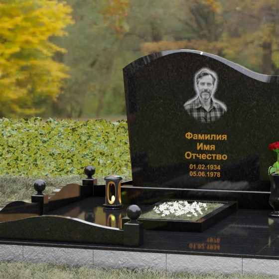 Надгробие из Гранита с волной и полировкой, гранит Габбро-диабаз, вид 4