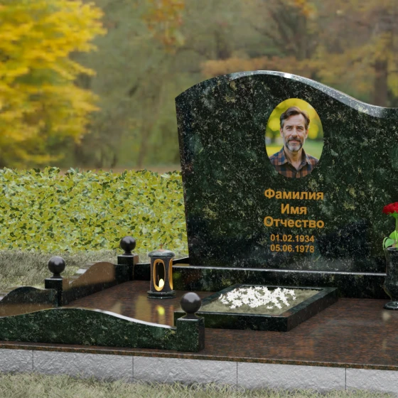 Надгробие из Гранита с волной и полировкой, гранит Балтик грин, вид 4