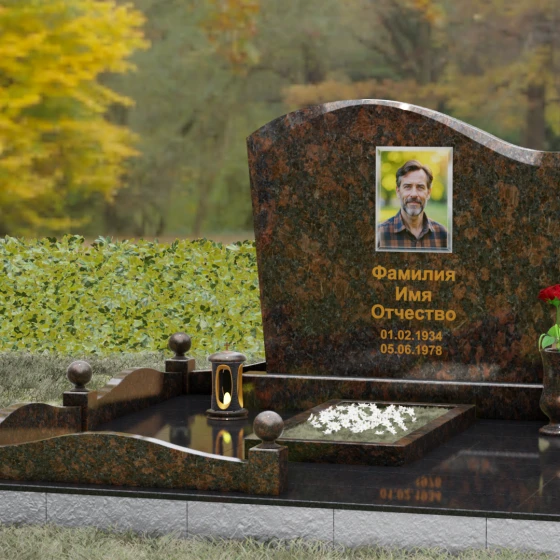 Надгробие из Гранита с волной и полировкой, гранит Дымовский, вид 4