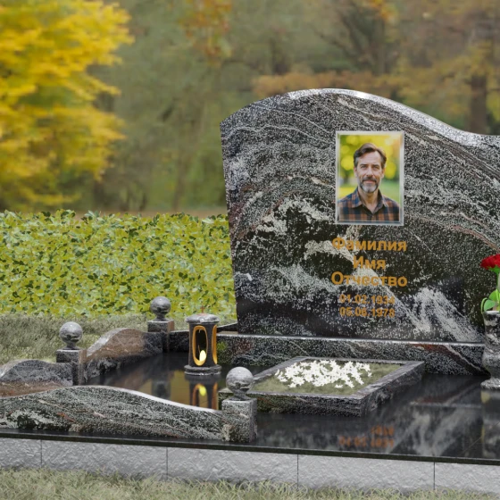 Надгробие из Гранита с волной и полировкой, гранит амфиболит, вид 4