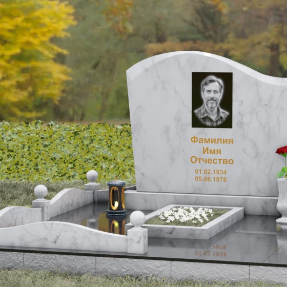 Надгробие из Гранита с волной и полировкой, мрамор Тассос, вид 4