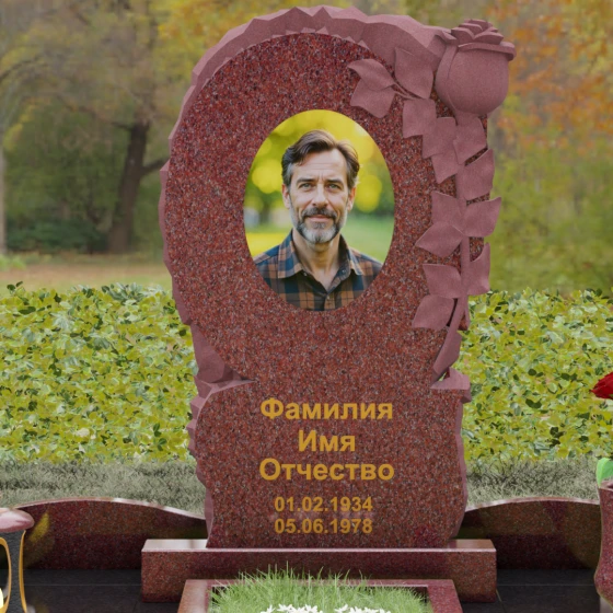 Ритуальное изделие из Гранита с рельефной розой, гранит Лезниковский