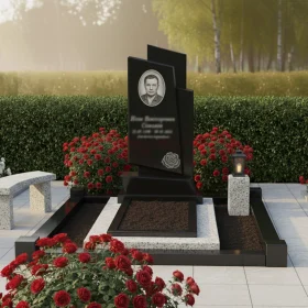 Элитный вертикальный гранитный памятник без креста - ПН116