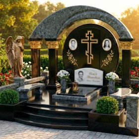 Элитный православный тройной памятник - ПН194