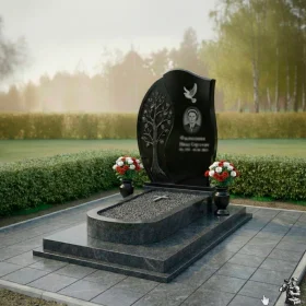 Элитный гранитный вертикальный памятник без креста - ПН227